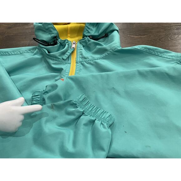 Dutch Bros Unisex Turquoise 1/2 Zip Windbreaker Hooded Pullover Jacket Size S - Picture 9 of 9